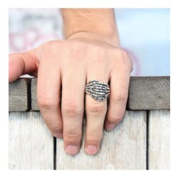 Verschränkte Skelett Finger Ring, 2,3 cm Altsilber