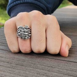Verschränkte Skelett Finger Ring, 2,3 cm Altsilber
