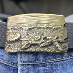 Belt Buckle beach with Starfish, shell, 8,0x5,5 cm