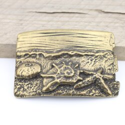 Belt Buckle beach with Starfish, shell, 8,0x5,5 cm