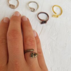 1 Baby Foot First Wrap Ring Antique Brass