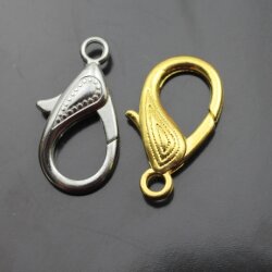 5 Large Brass Lobster Clasps 29 x15 mm Gold