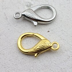 5 Schmuck Karabiner 29 x15 mm Gold