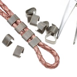 50 Connectors Findings, Clasp for leather Antique Copper