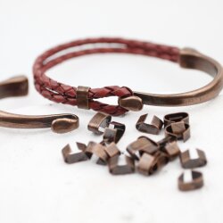 50 Connectors Findings, Clasp for leather Antique Copper