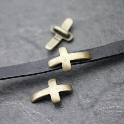 5 Schiebeperle Kreuz für 10x2 mm flaches Leder,...