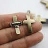 5 Cross Sliderbeads for 10x2 mm flat braided leather Antique Brass