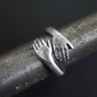 1 Baby Kinder Hndchen Hnde Ring Wickelring Altsilber