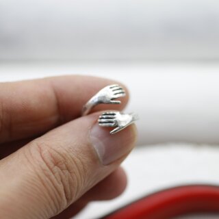 1 Baby Kinder Hndchen Hnde Ring Wickelring Altsilber