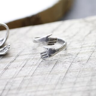 1 Baby Kinder Hndchen Hnde Ring Wickelring Altsilber