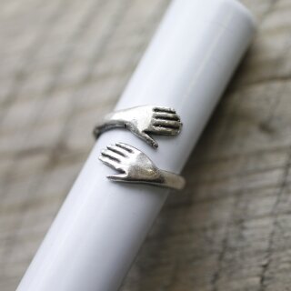 1 Baby Kinder Hndchen Hnde Ring Wickelring Altsilber