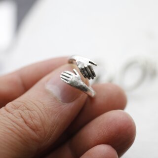 1 Baby Kinder Hndchen Hnde Ring Wickelring Altsilber