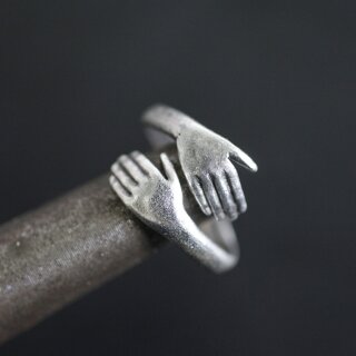 1 Baby Kinder Hndchen Hnde Ring Wickelring Altsilber