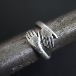 1 Baby Kinder Hndchen Hnde Ring Wickelring Altsilber