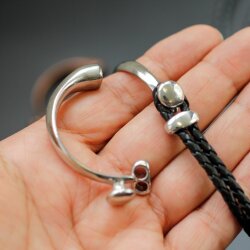 Half Cuff Bracelet Findings, Button Bracelet Clasp, Rhodium Imitation