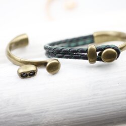 Half Cuff Bracelet Findings, Button Bracelet Clasp, antique brass