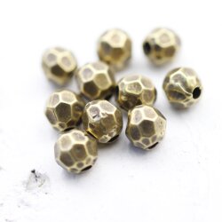 10 pcs. Facetted  Beads, Metal  Beads 7 mm, Antique Brass