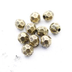 10 pcs. Facetted  Beads, Metal  Beads 7 mm, Antique Brass