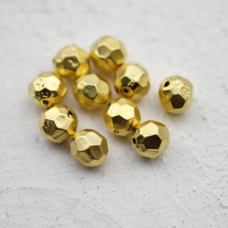 10 pcs. Facetted  Beads, Metal  Beads 7 mm, matte Gold