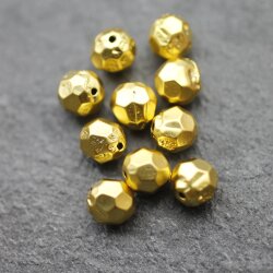 10 pcs. Facetted  Beads, Metal  Beads 7 mm, matte Gold