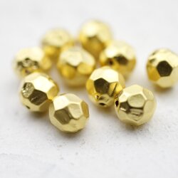 10 pcs. Facetted  Beads, Metal  Beads 7 mm, matte Gold