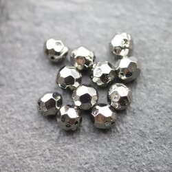 10 Stk. Facetten Metallperlen 7 mm, Rhodium Imitation