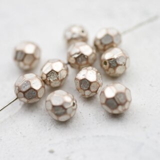 10 pcs. Facetted  Beads, Metal  Beads 7 mm, Rose Perlmutt