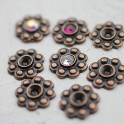 10 Rosettes for 4 mm Chatons, Antique Copper