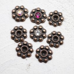 10 Rosettes for 4 mm Chatons, Antique Copper