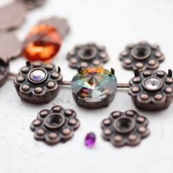 10 Rosettes for 4 mm Chatons, Antique Copper