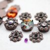 10 Rosettes for 4 mm Chatons, Antique Copper