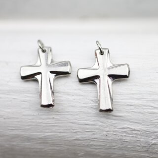 10 Cross Pendants 19x15 mm, Rhodium Imitation