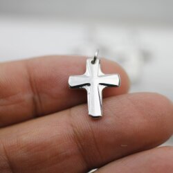 10 Cross Pendants 19x15 mm, Rhodium Imitation