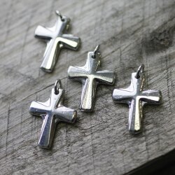 10 Kreuz Anhänger 19x15 mm, Rhodium Imitation