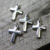 10 Cross Pendants 19x15 mm, Rhodium Imitation