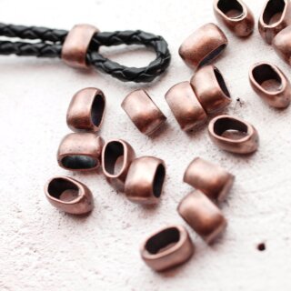 10 metal Sliderbeads 11x7 mm, Antique Copper