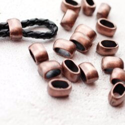 10 metal Sliderbeads 11x7 mm, Antique Copper