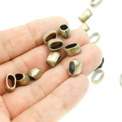 10 metal Sliderbeads 11x7 mm, Antique Copper