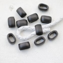 10 metal Sliderbeads 11x7 mm, Jet Matte