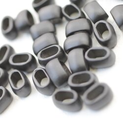 10 metal Sliderbeads 11x7 mm, Jet Matte