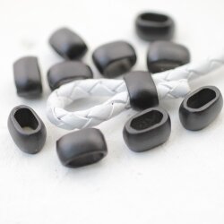 10 metal Sliderbeads 11x7 mm, Jet Matte