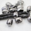 10 metal Sliderbeads 11x7 mm, Jet Hematite