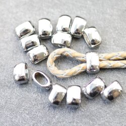 10 metal Sliderbeads 11x7 mm, Rhodium