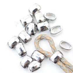 10 Metall Schiebeperlen 11x7 mm, Rhodium