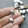 10 metal Sliderbeads 11x7 mm, Rhodium