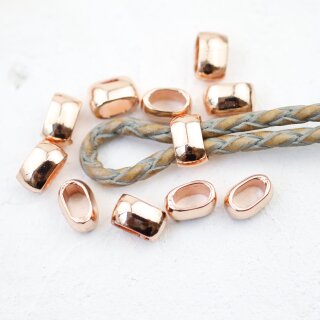 10 Metall Schiebeperlen 11x7 mm, Rosegold