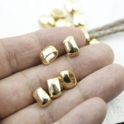 10 metal Sliderbeads 11x7 mm, Gold