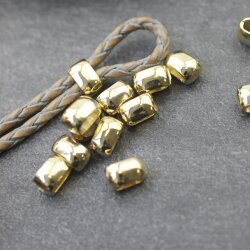 10 metal Sliderbeads 11x7 mm, Gold