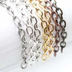 1 Meter Verlängerungskette 1,2*4,6*7 mm Altsilber
