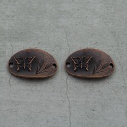 5 Butterfly Charms Connector, Love Charms, Antique Copper
